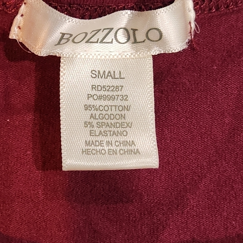 Bozzolo Womens ¾ Length Sleeve Burgundy Black Sporty Striped Dress Tunic Size S - Picture 6 of 7